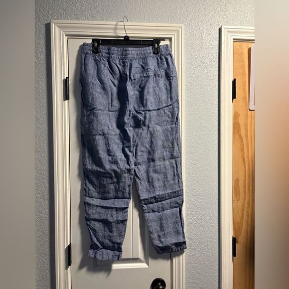 H&M Logo Women’s Pull On Lounge Pants Blue Light Linen size 8 - Picture 3 of 5